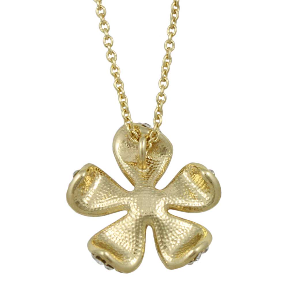 Back view of Crystal and Pearl Flower Pendant on Gold Chain - Lilylin Designs