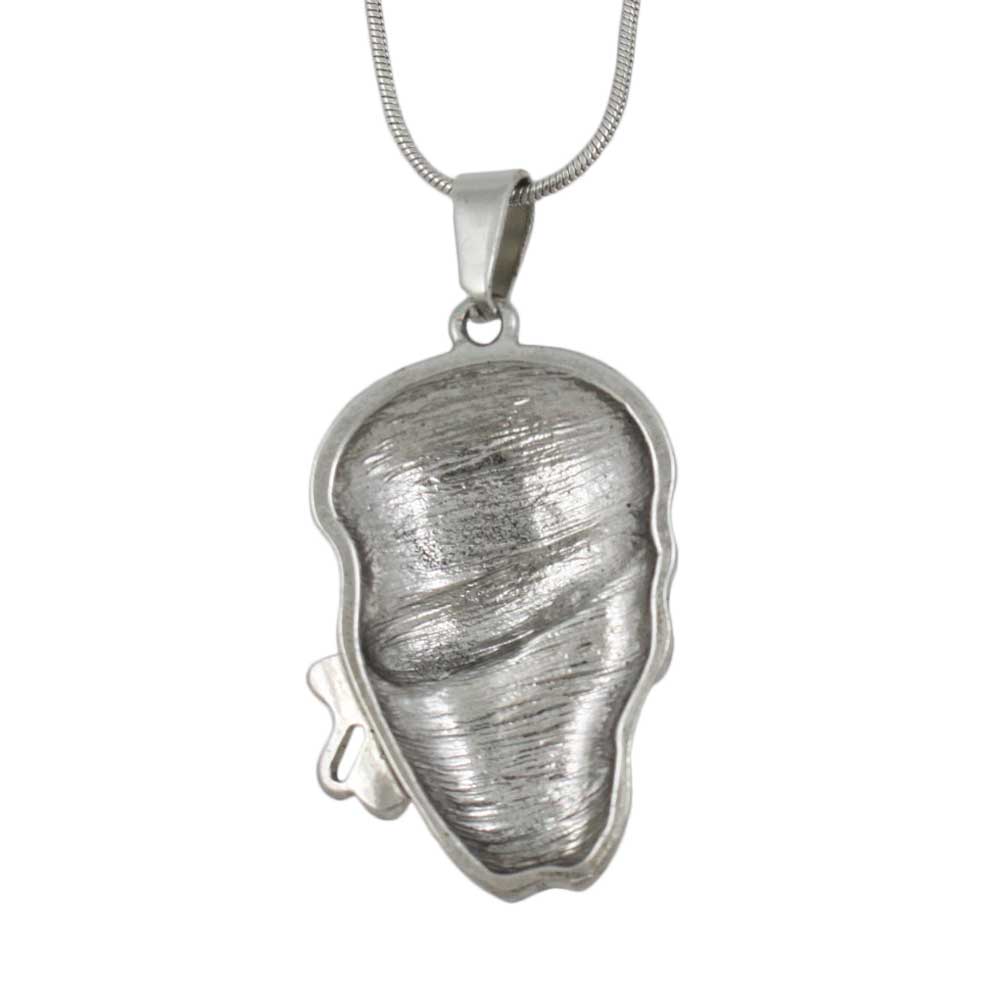 Back view of Crystal Bandaged Pirate Skull Pendant with Chain  -  Lilylin Designs