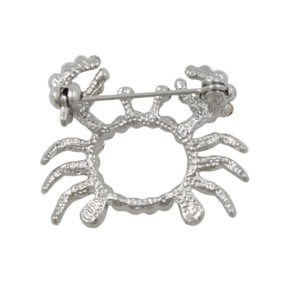 Back view of Small Crystal Crab with Black Eyes Brooch Pin - Lilylin Designs