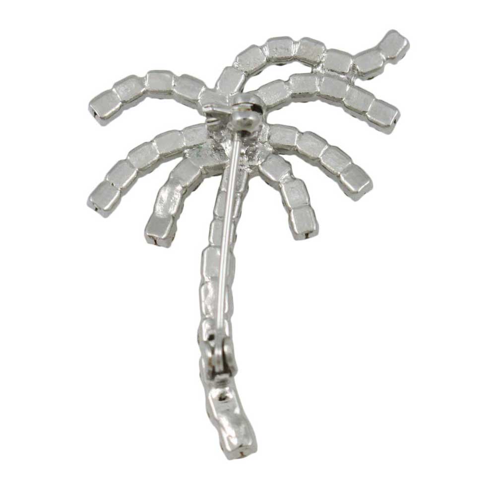 Back view of Green and Brown Crystal Palm Tree Brooch Pin - Lilylin Designs