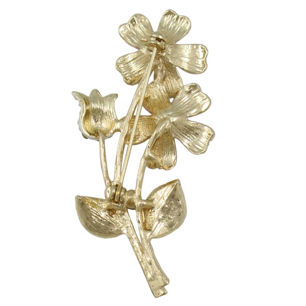 Back view of Lavender Crystal Daisies and Tulip Flower Brooch Pin - Lilylin Designs
