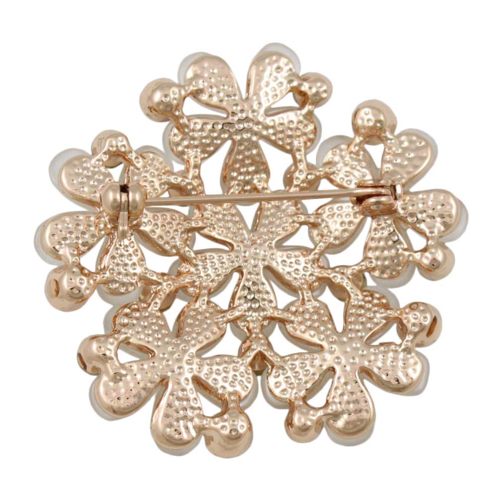 Back view of Dusty Pink Cats Eye Cluster of Daisies Flower Brooch Pin - Lilylin Designs