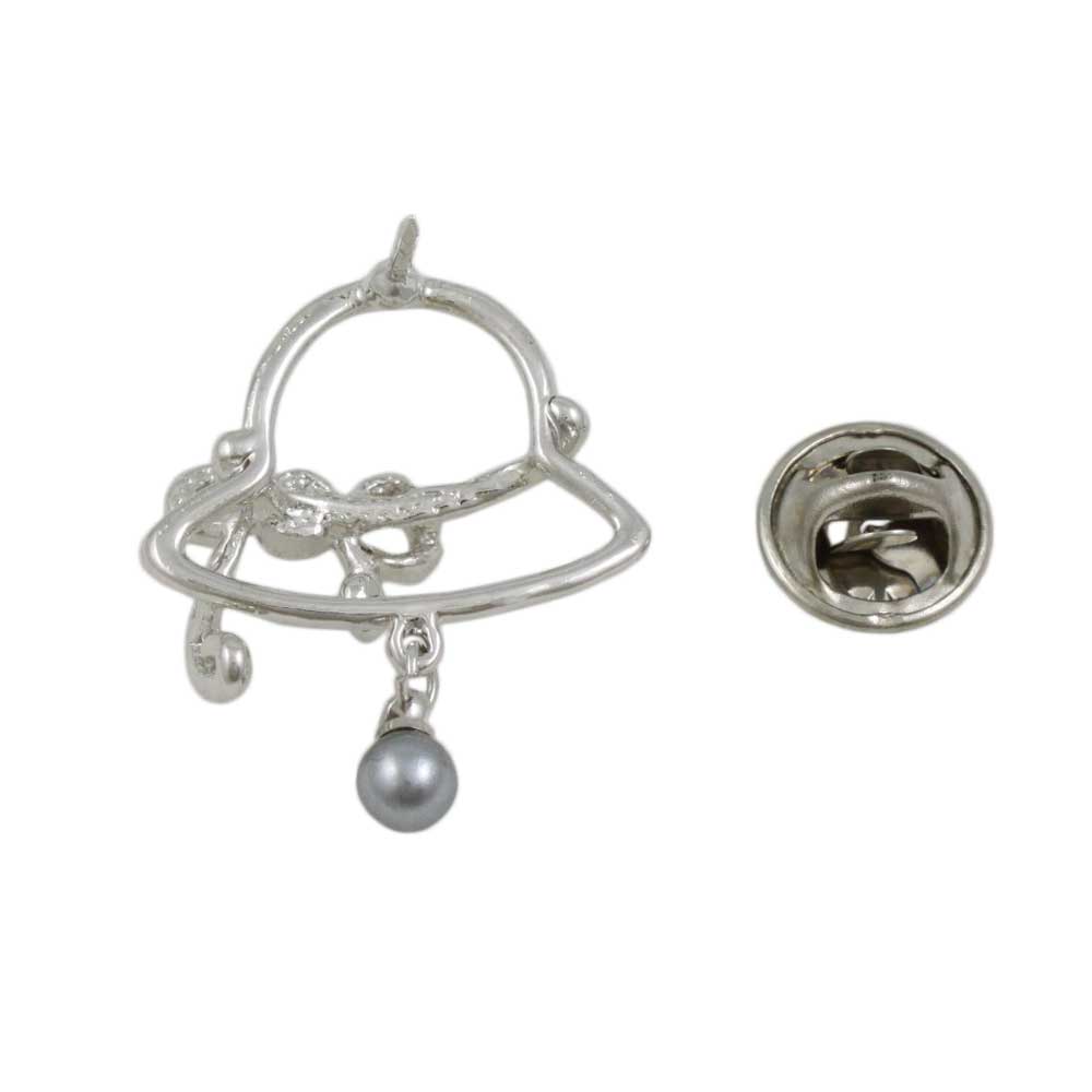 Back view of Easter Bonnet Lapel Tac Pin with Gray Pearl - Lilylin Designs