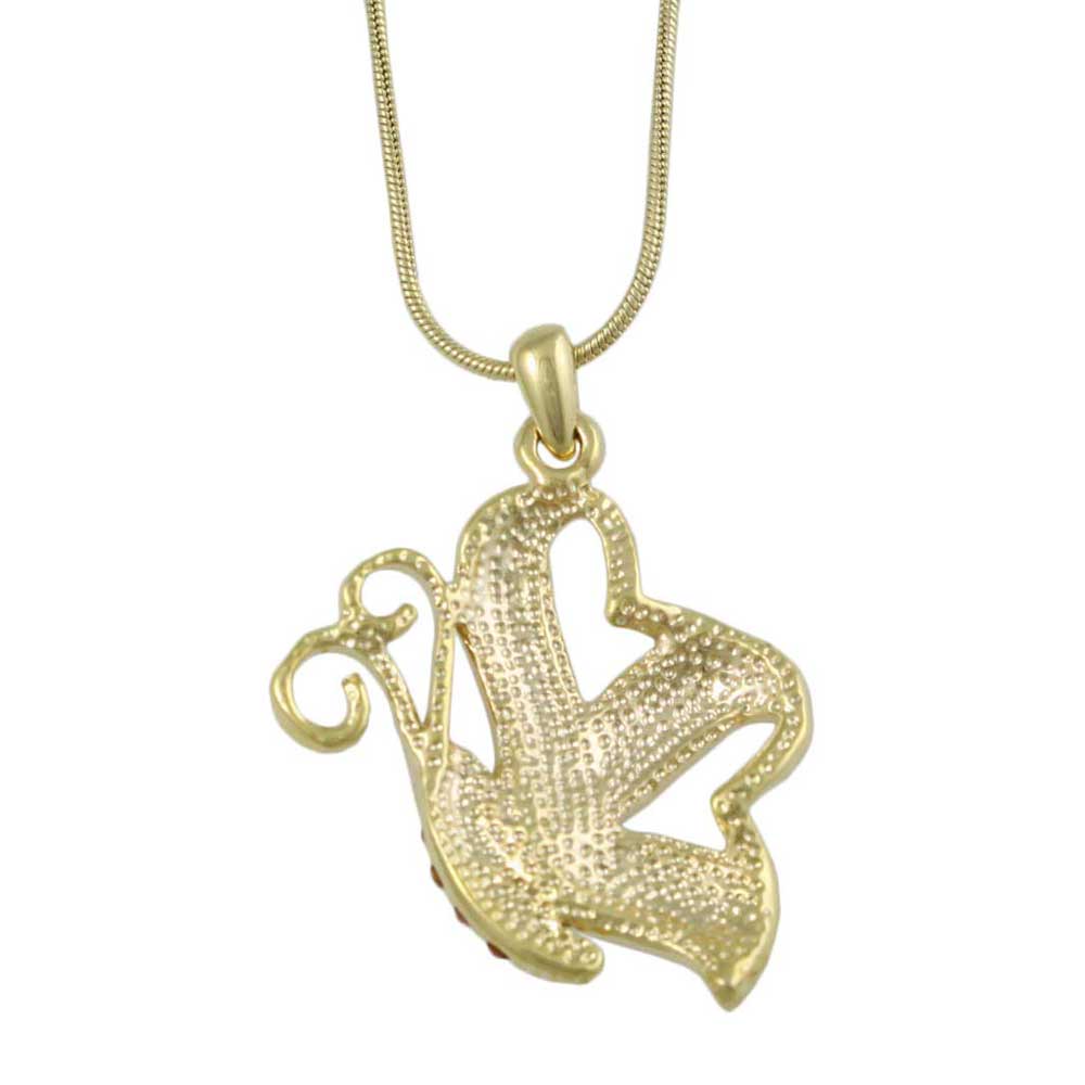 Back view of Purple Enamel and Crystal Butterfly Pendant with Gold Chain - Lilylin Designs