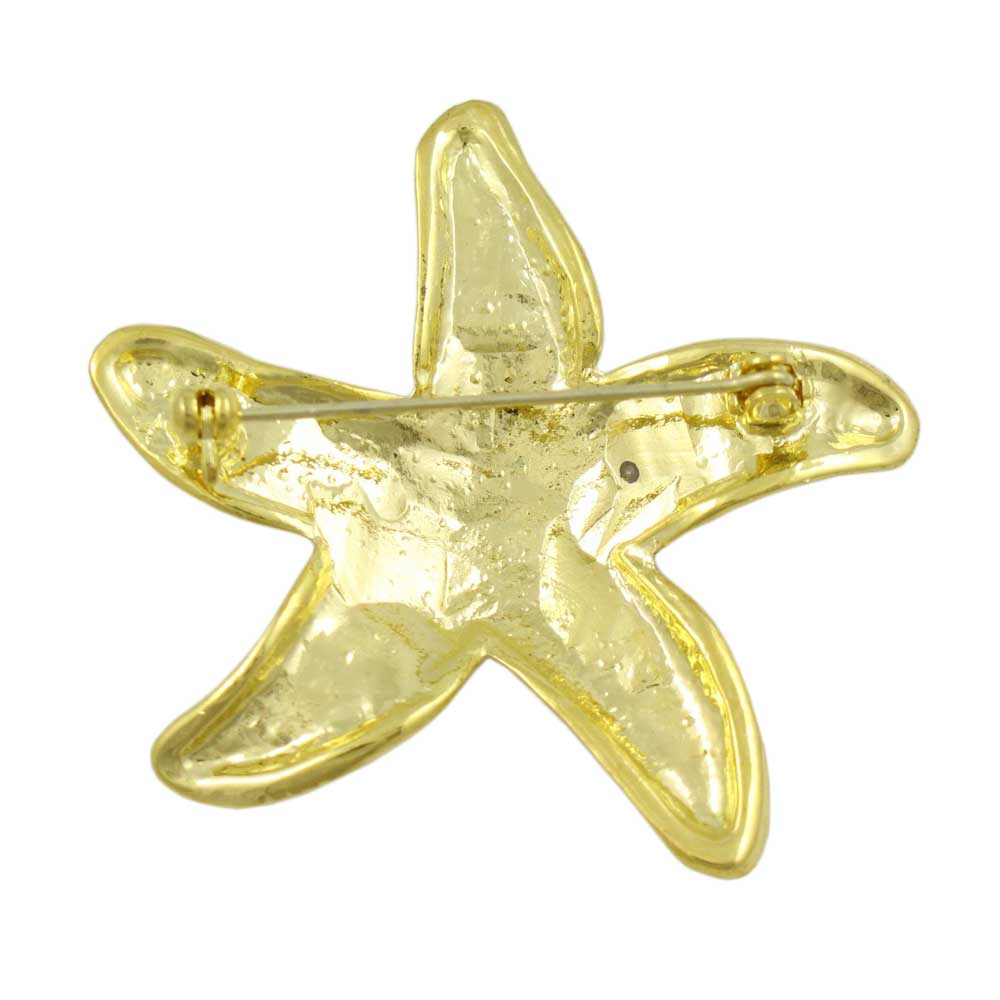Back view of Starfish with Clear and Colored Crystals Brooch Pin - Lilylin Designs