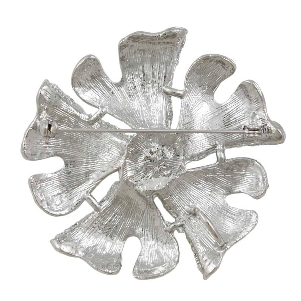 Back view of Large Textured Flower with White Pearl Center Pin - Lilylin Designs