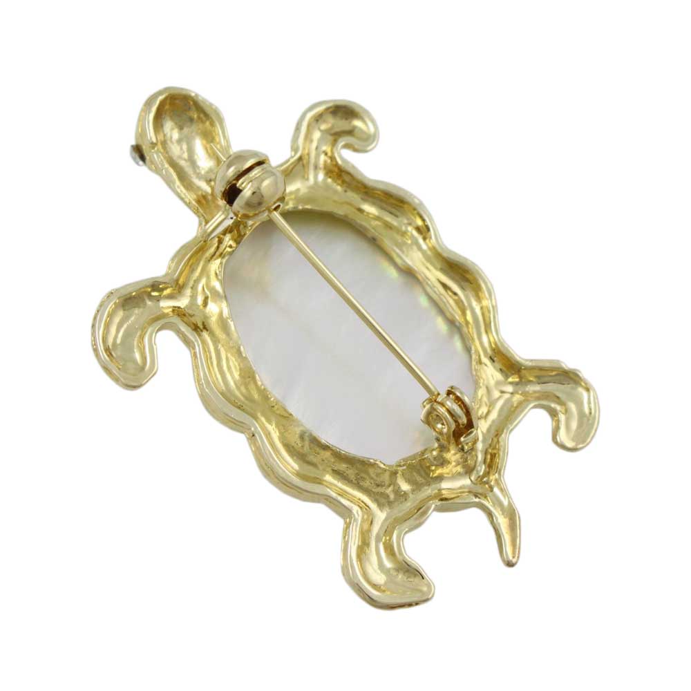 Back view of White Mother of Pearl Shell Turtle Brooch Pin - Lilylin Designs