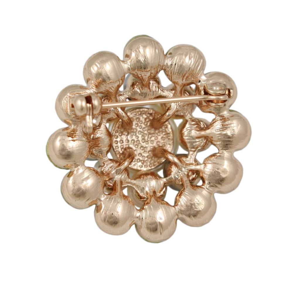 Back view of Multi Color Round Pearl with AB Stones Brooch Pin - Lilylin Designs