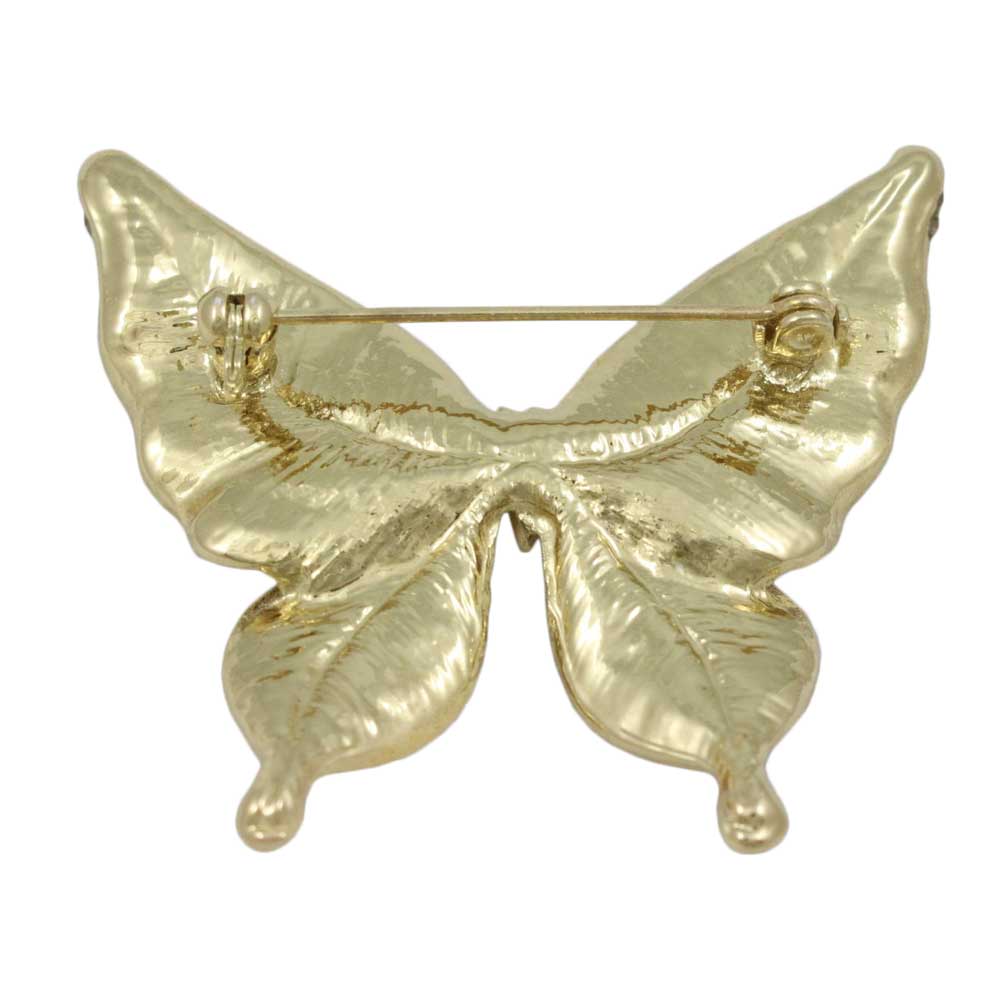 Back view of Orange Enamel Butterfly with Crystals Brooch Pin - Lilylin Designs