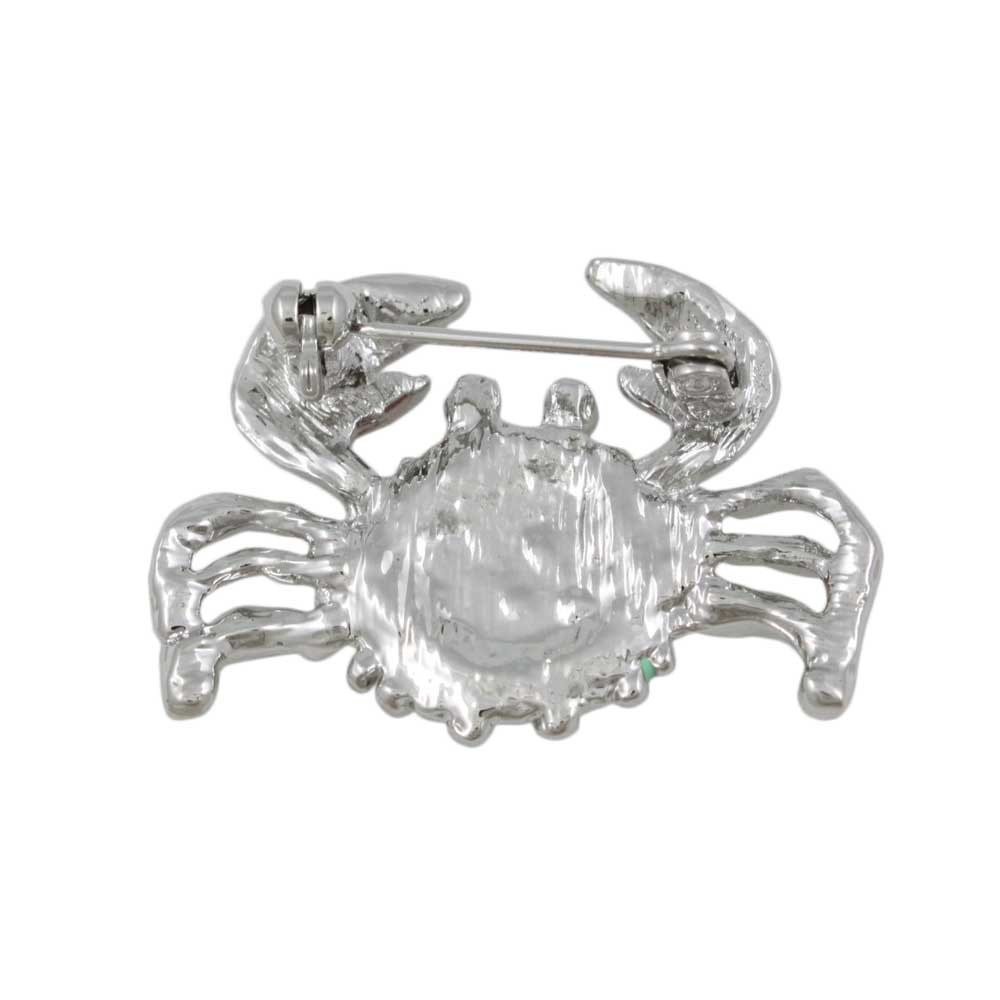 Back view of Small Pastel Enamel and Crystal Crab Brooch Pin - Lilylin Designs