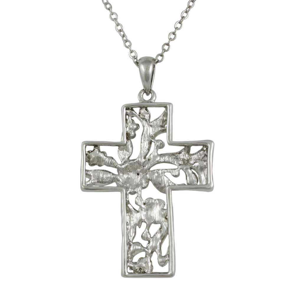 Back view of Large Floral Pastel Cross Pendant with Chain - Lilylin Designs