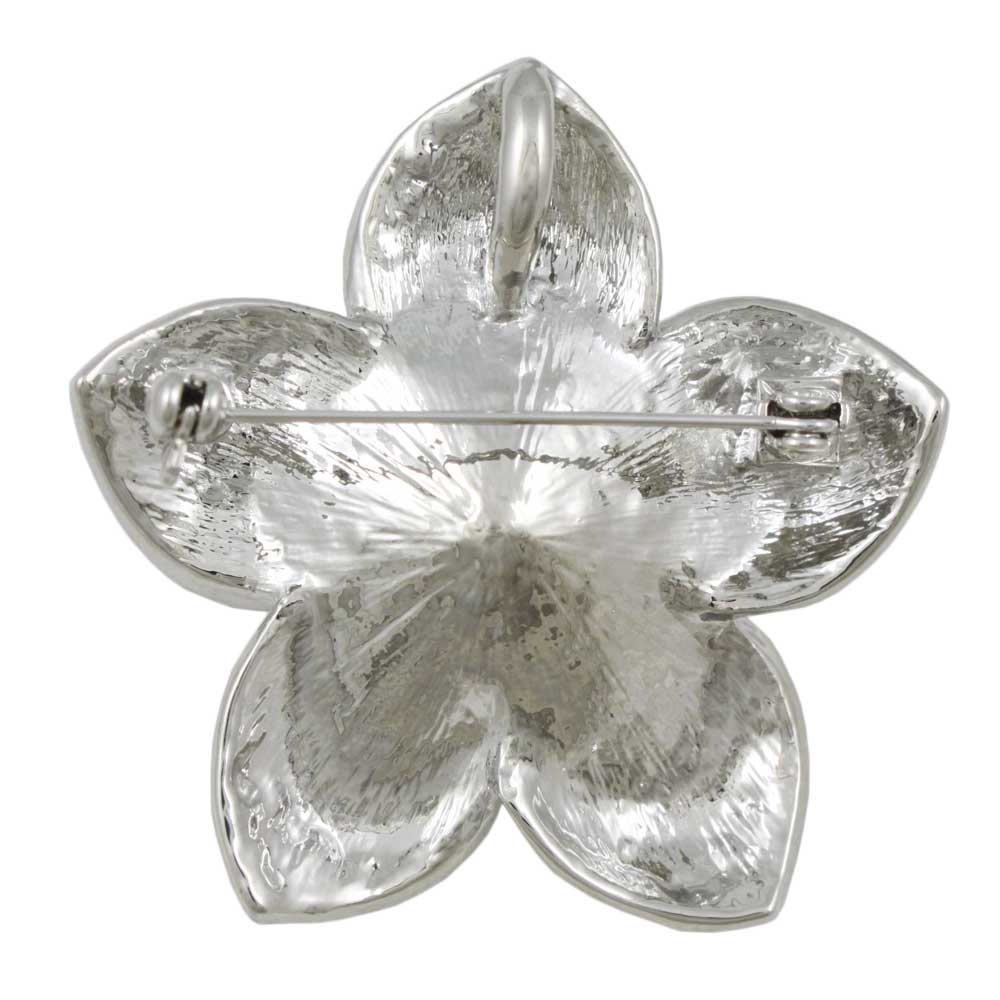 Back view of Large White Pearl Brooch Pin with Crystal Flower - Lilylin Designs