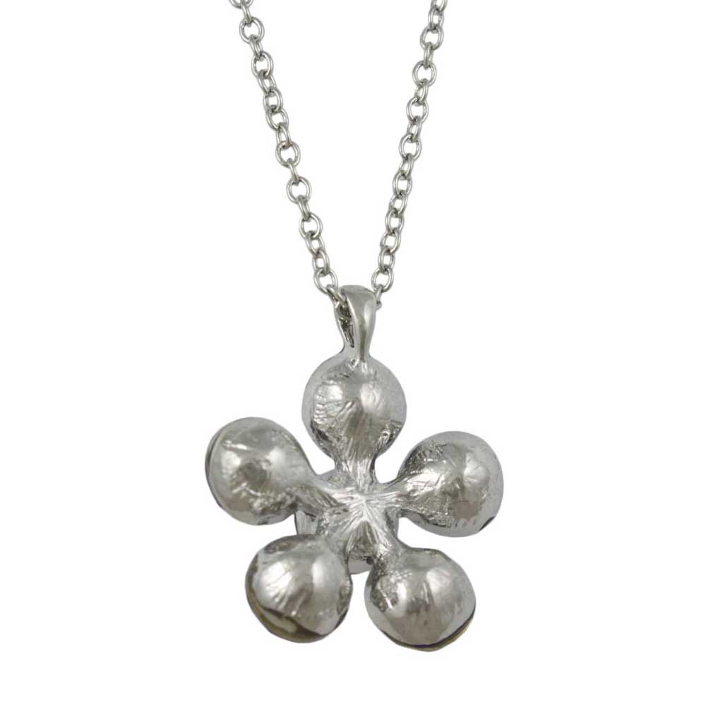 Back view of Large Pink Crystal Daisy Pendant on Silver Chain - Lilylin Designs