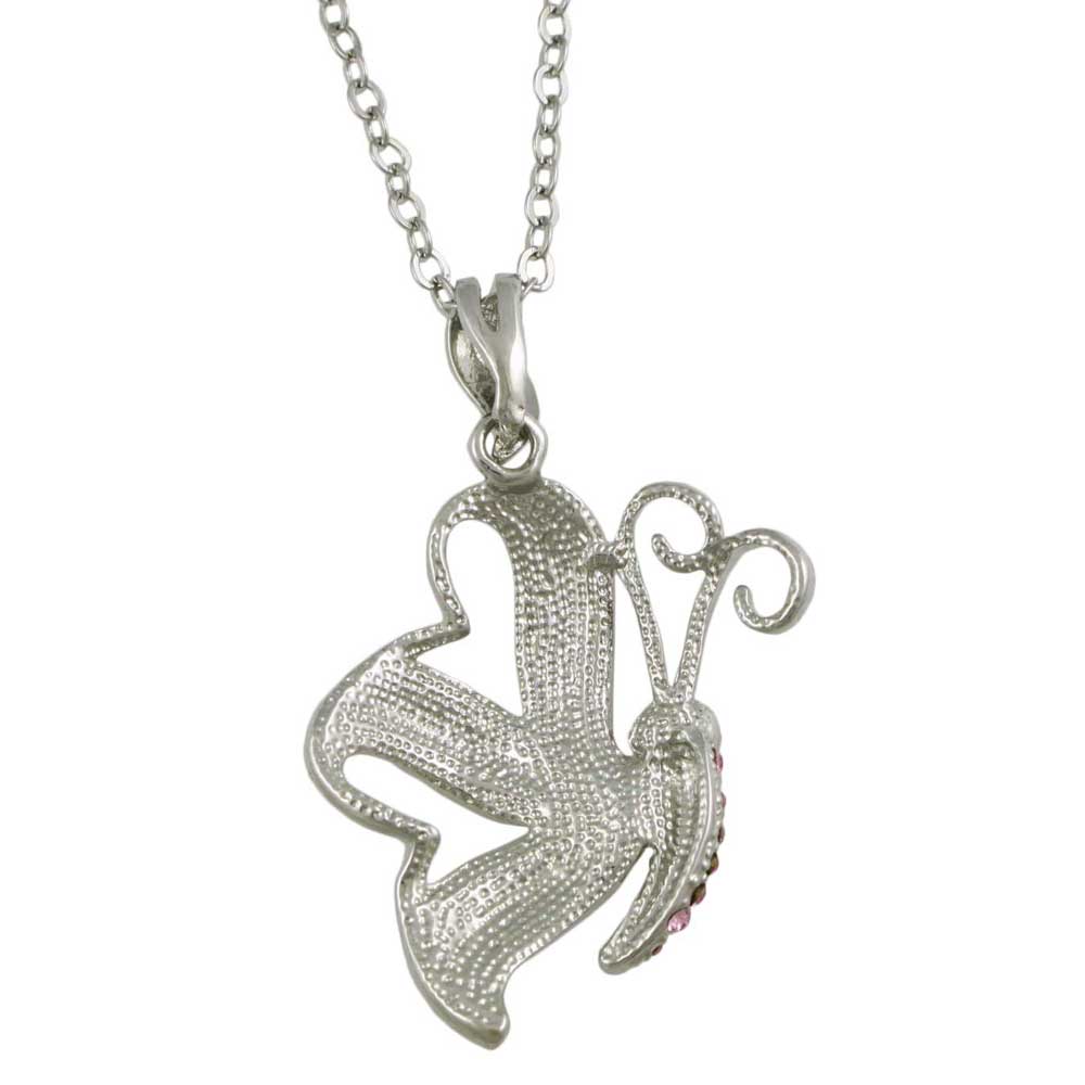 Back view of Purple and White Butterfly Pendant on Silver Chain - Lilylin Designs