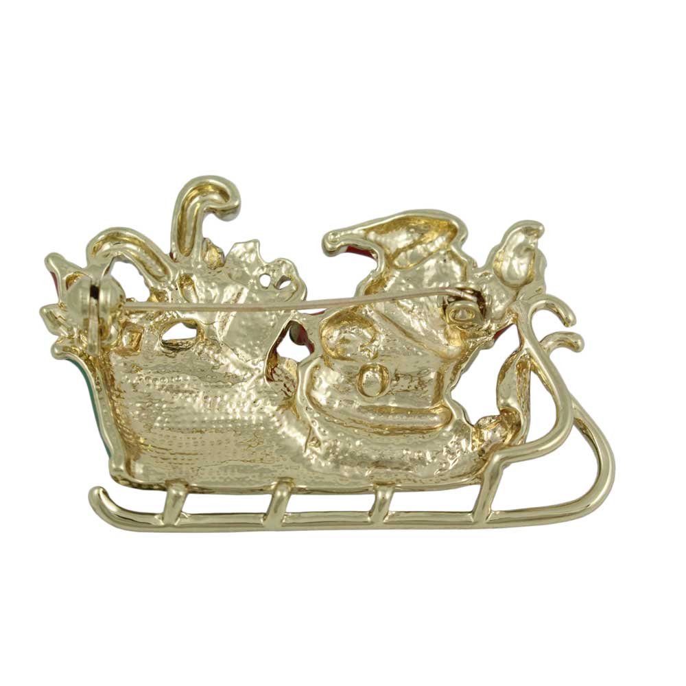 Back view of Santa with Sleigh Full of Christmas Presents Brooch Pin - Lilylin Designs