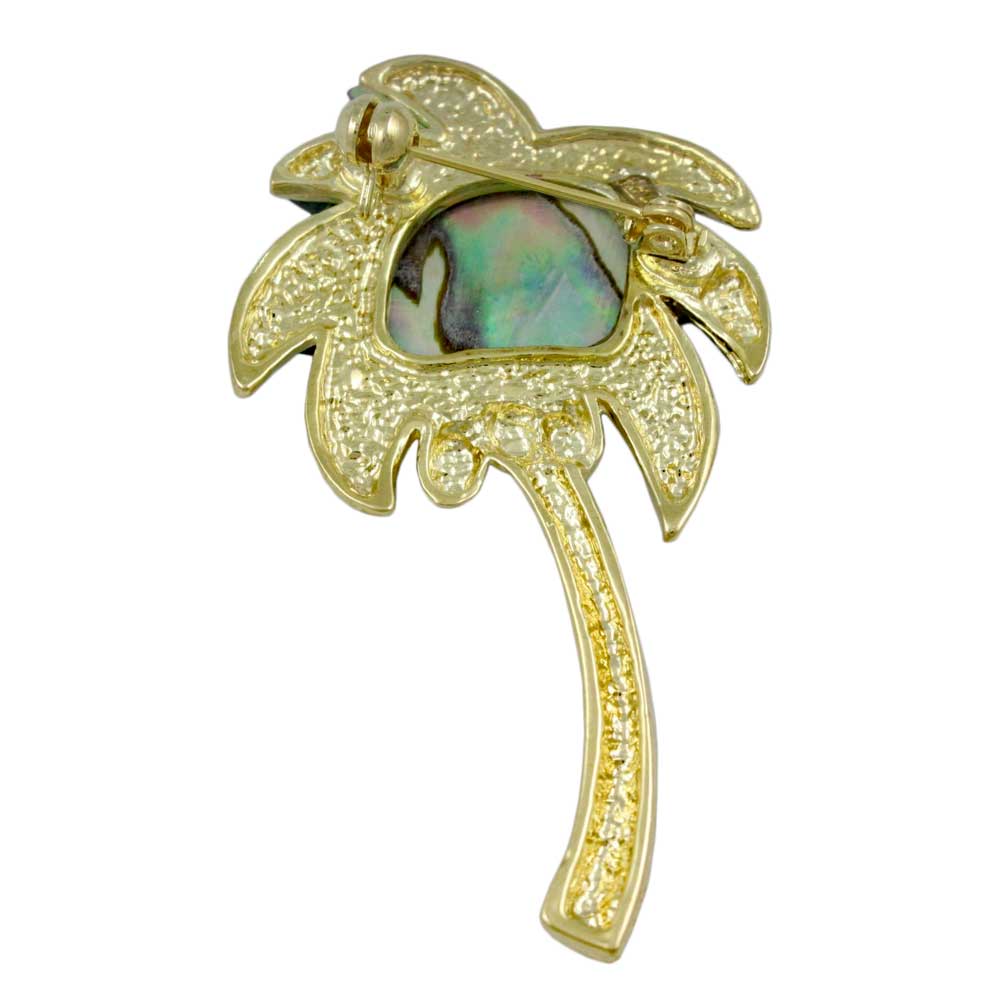 Back view of Blue Green Shell Coconut Tree Brooch Pin - Lilylin Designs