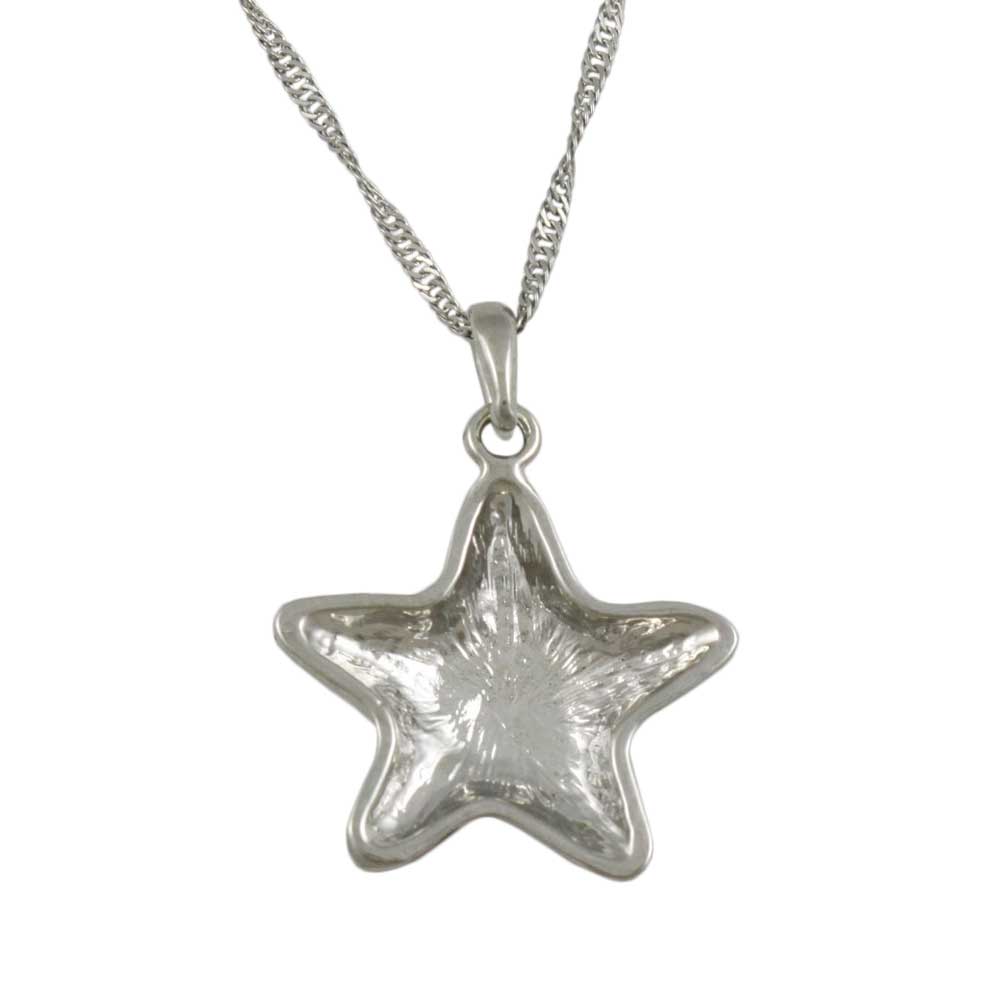 Back view of Patriotic Red White Blue Star Pendant with Silver Chain - Lilylin Designs