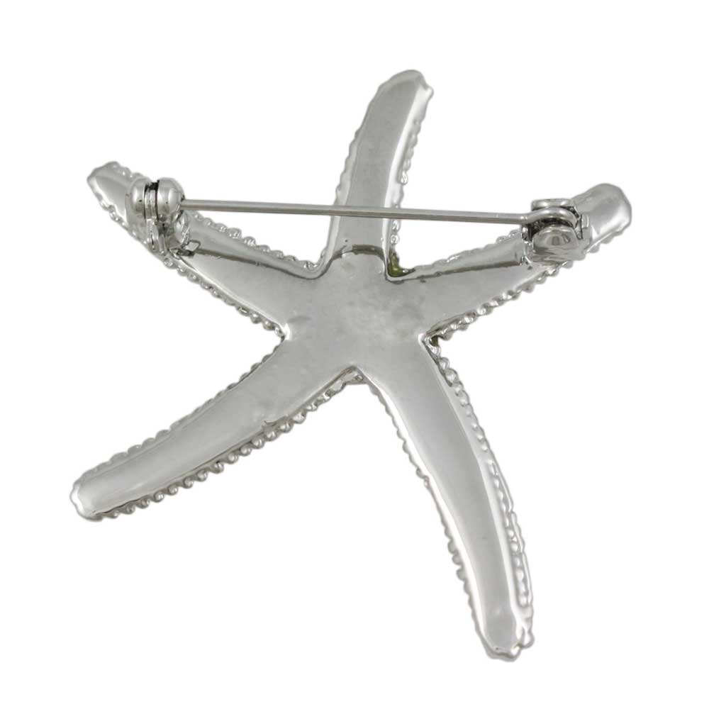 Back view Silver with Clear Crystals Starfish Brooch Pin - Lilylin Designs