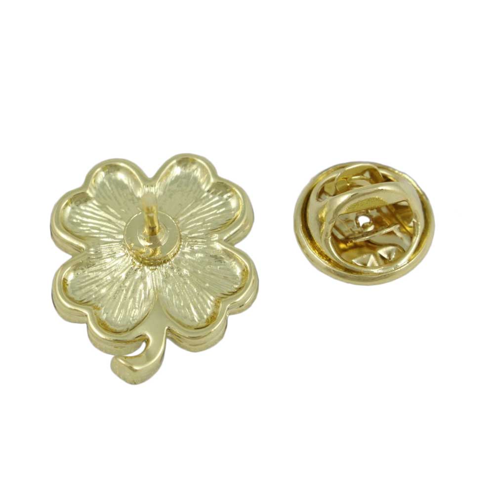 Back view of Small Four Leaf Clover Green Enamel Lapel Tac Pin - Lilylin Designs
