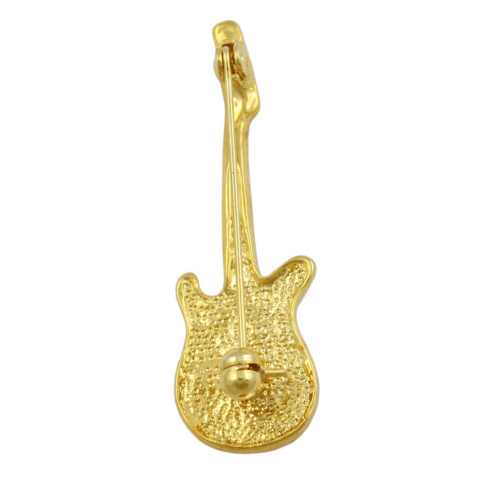 Back view of Gold and Clear Crystal Guitar Brooch Pin - Lilylin Designs