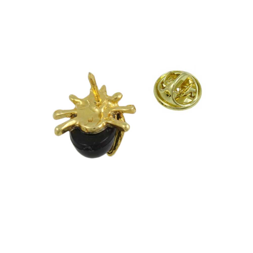 Back view of Small Black Ladybug Lapel Tac Pin - Lilylin Designs
