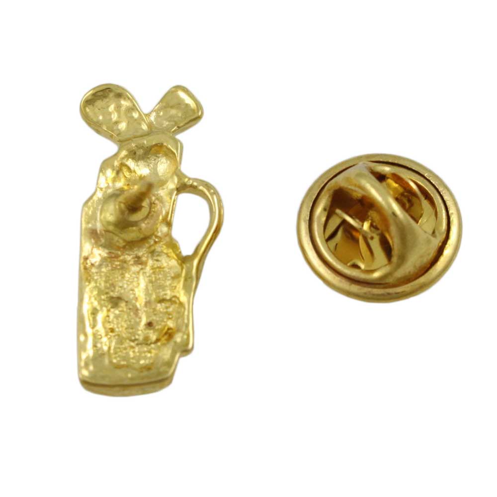 Back view of Small Gold Golf Bag and Clubs with Crystals Lapel Pin - Lilylin Designs