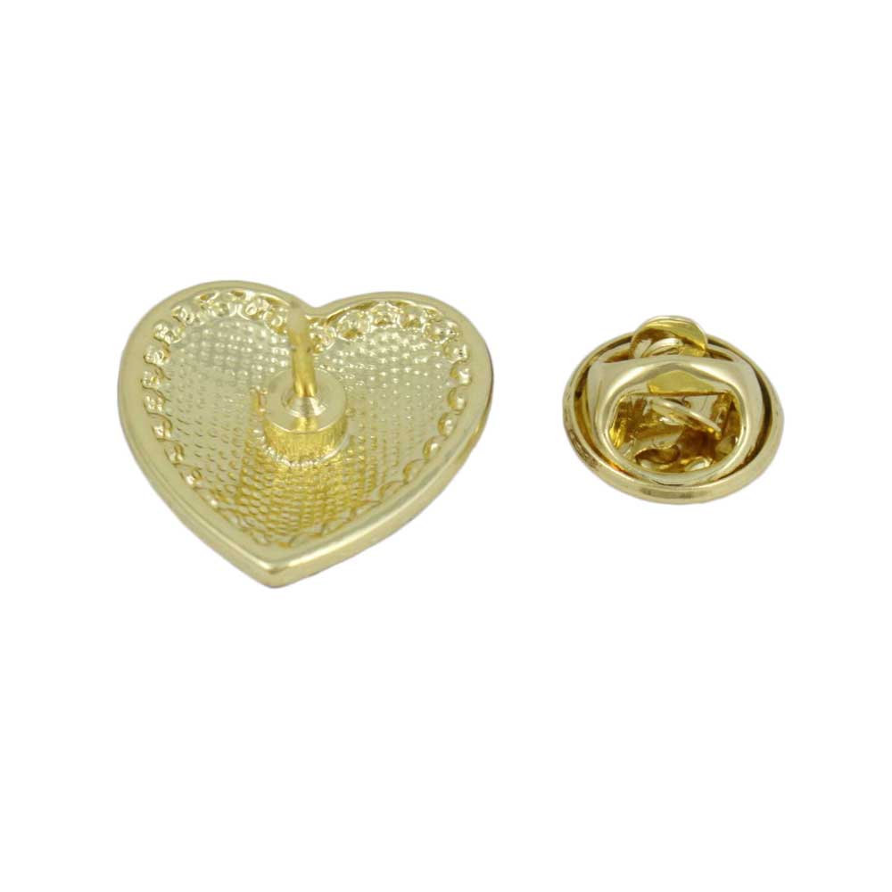 Back view of Small Red Enamel and Crystal Heart Lapel Tac Pin - Lilylin Designs