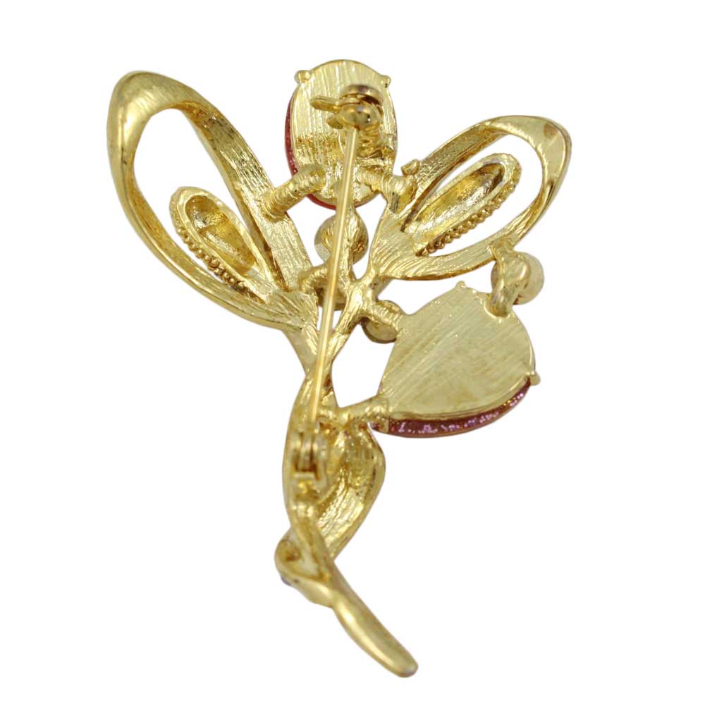 Back view of Pink Sparkling Flower Bud with Crystals Brooch Pin - Lilylin Designs