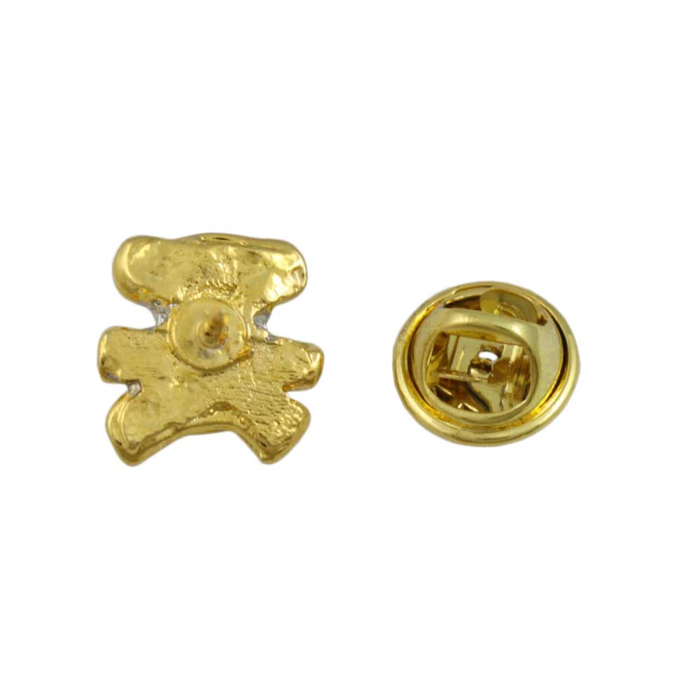 Back view of Tiny Gold and Silver Crystal Teddy Bear Lapel Tac Pin - Lilylin Designs