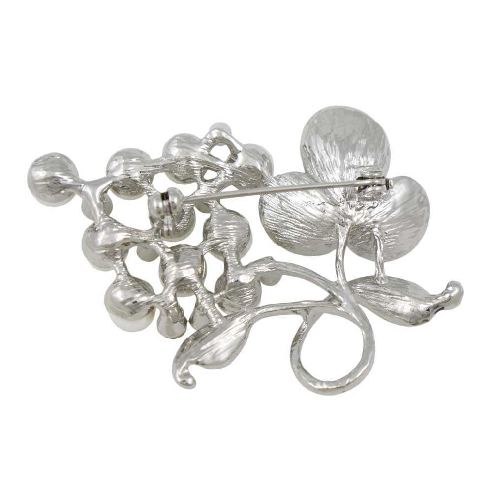 Back view of White Enamel Flower with White Pearls Brooch Pin - Lilylin Designs