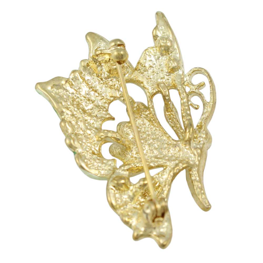 Back view of Yellow and Green Crystal Profile Butterfly Brooch Pin - Lilylin Designs