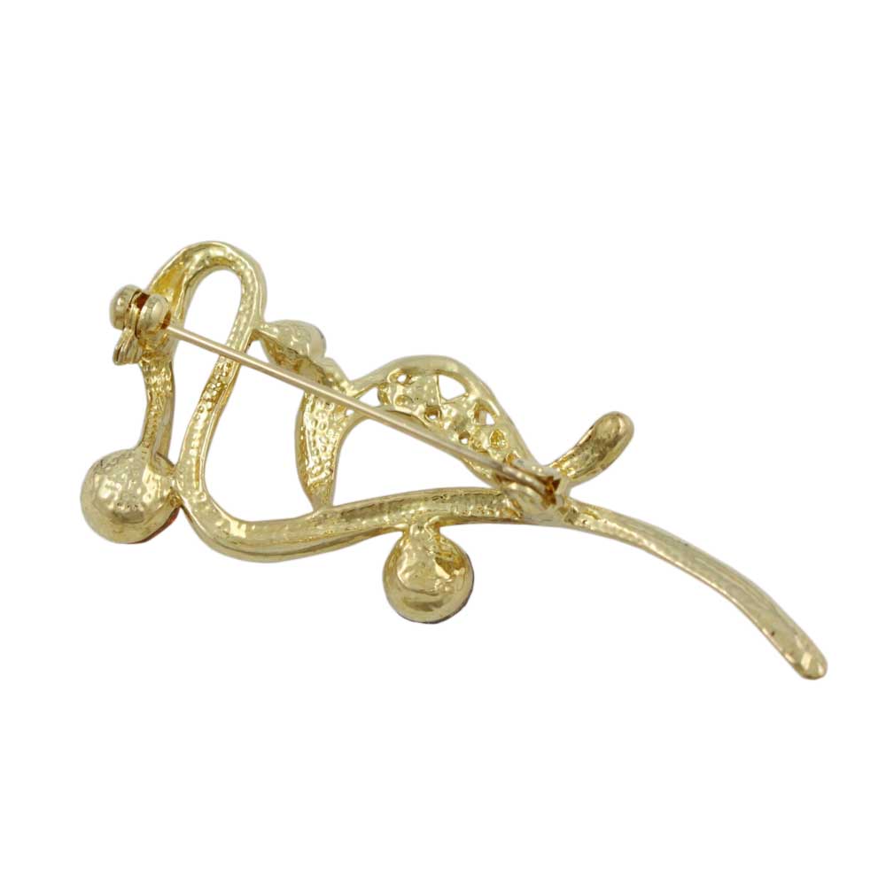 Back view of Abstract Crystal Swan Brooch Pin - Lilylin Designs