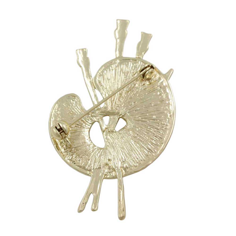 Back view of Artist Paint Palette Brooch Pin in Cream Enamel - Lilylin Designs