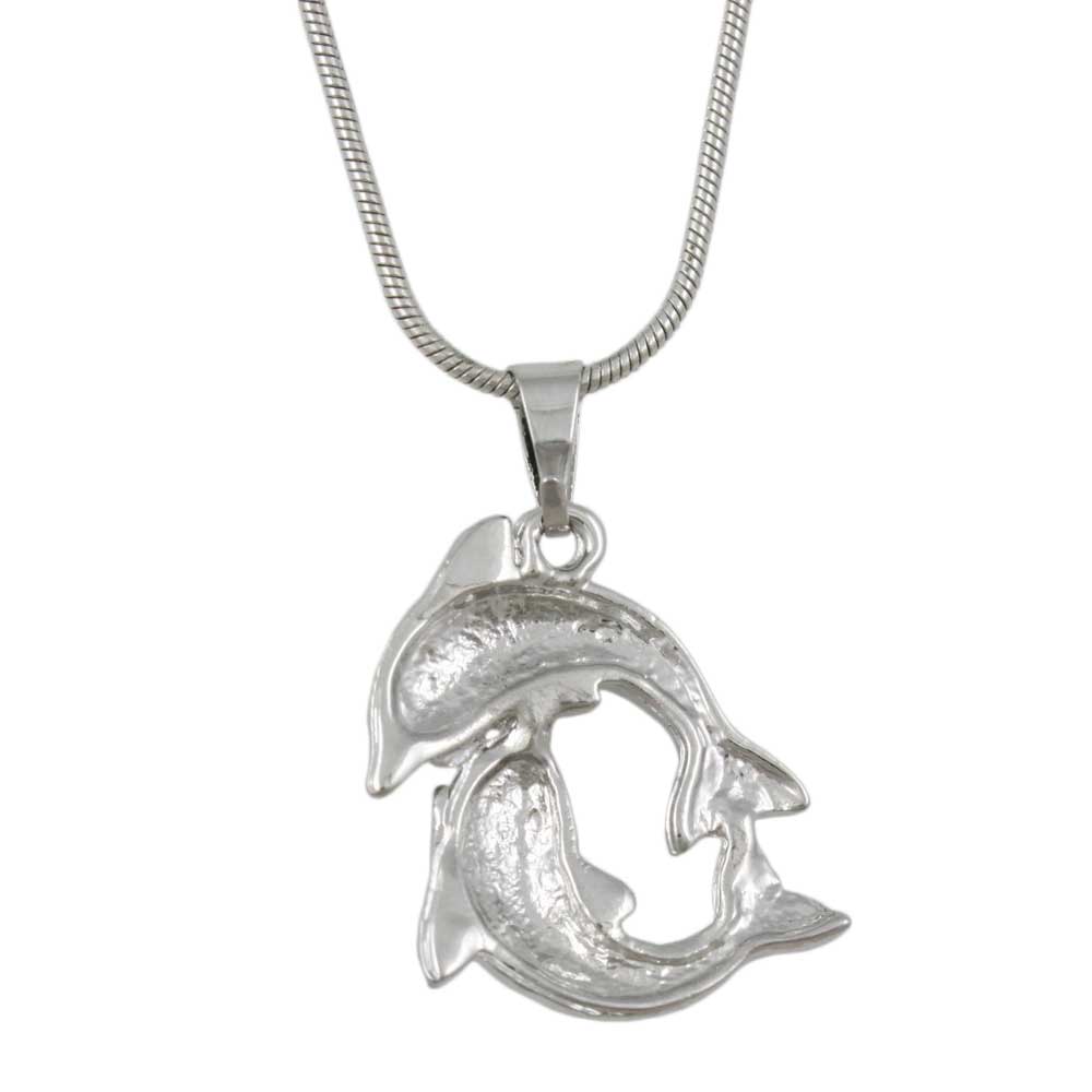 Back view of Black and White Yin Yang Dolphins Pendant on Silver Chain - Lilylin Designs