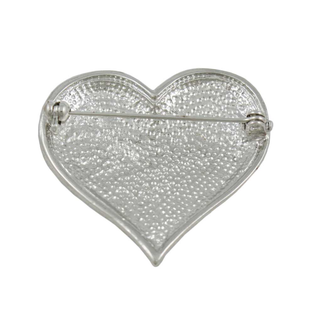 Back view of Black Enamel and Crystal Heart Brooch Pin - Lilylin Designs