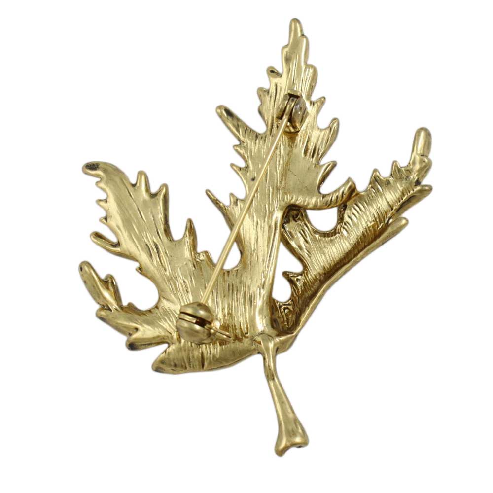 Back view of Gold Leaf Blowing in the Wind Brooch Pin - Lilylin Designs