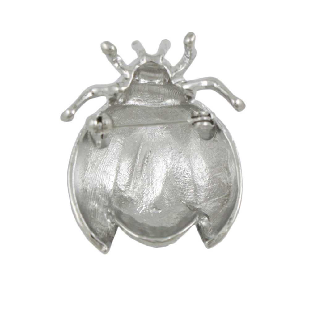 Back view of Ladybug Brooch with Light Blue Crystals Pin - Lilylin Designs