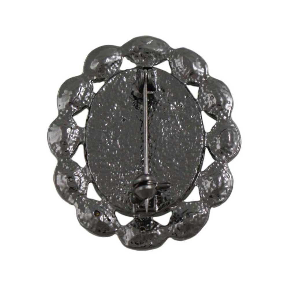 Back view of Cameo Brooch Pin with Assorted Blue Crystals - Lilylin Designs
