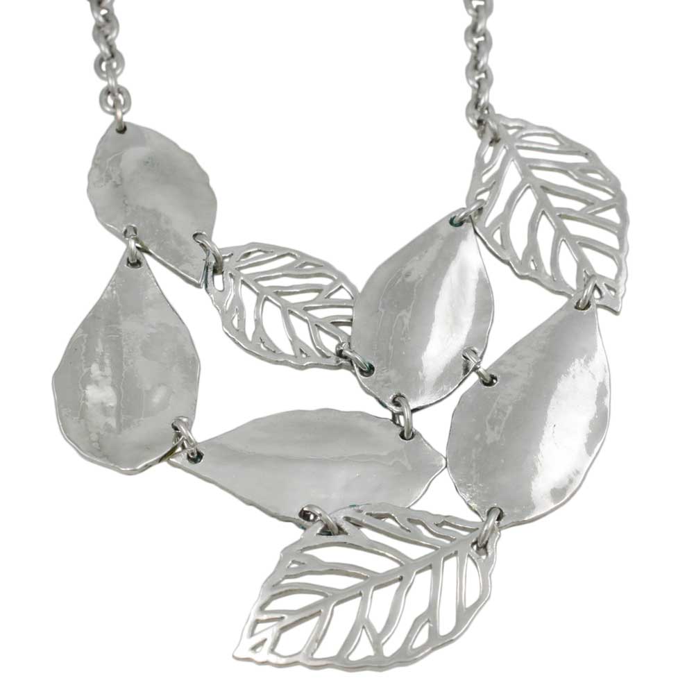 Back view of Blue, Yellow, and Green Enamel Leaves Necklace - Lilylin Designs