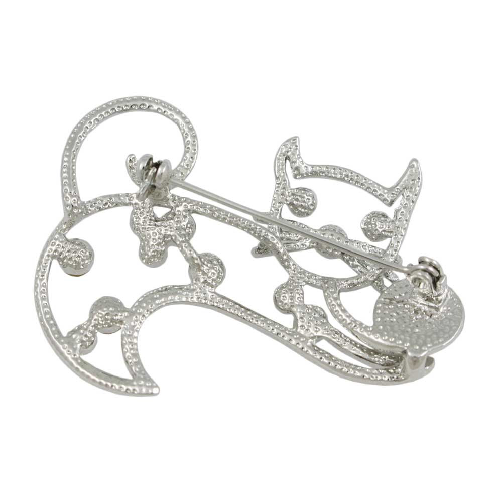 Back view of Crystal Cat with Gray Cats Eye Ball Brooch Pin - Lilylin Designs