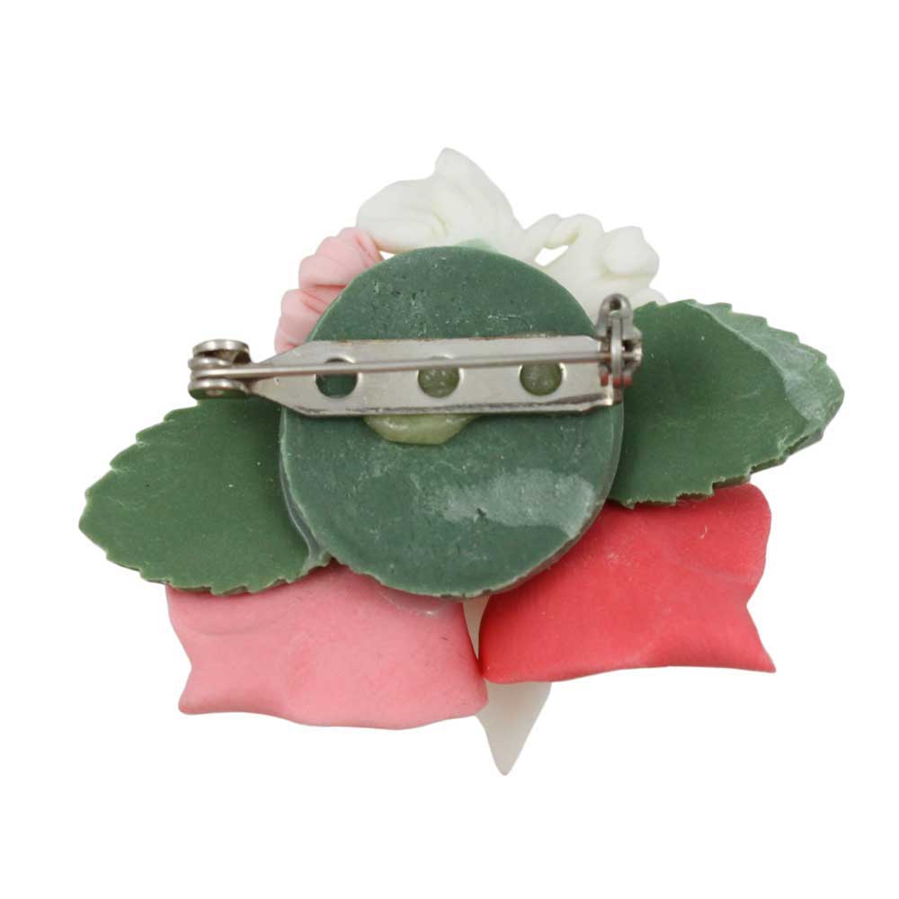 Back view of Clay Bouquet of Lilies and Daisies Flower Brooch Pin | Lilylin Designs