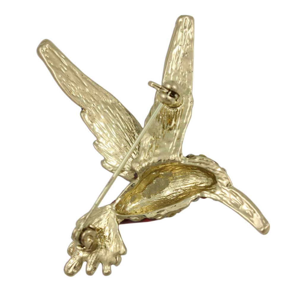 Back view of Colorful Enamel and Crystal Hummingbird Brooch Pin - Lilylin Designs