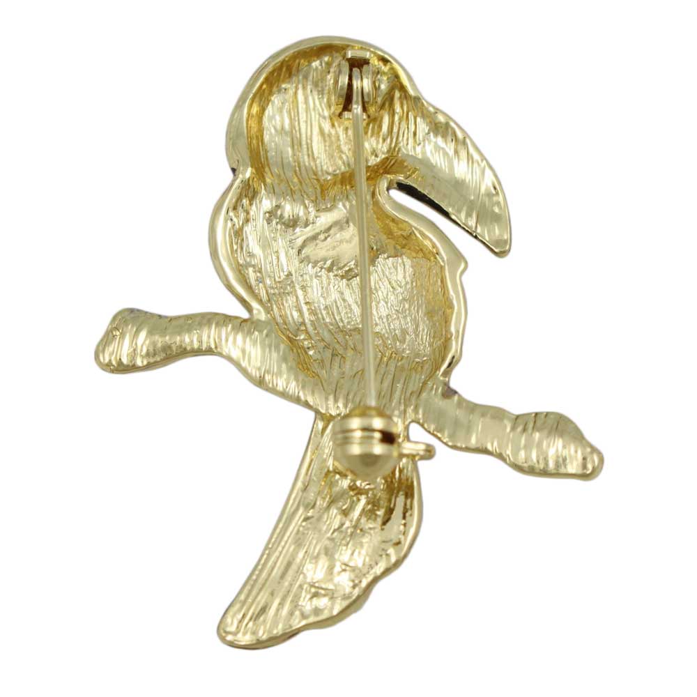 Back view of Blue Red Green Enamel Toucan Brooch Pin - Lilylin Designs