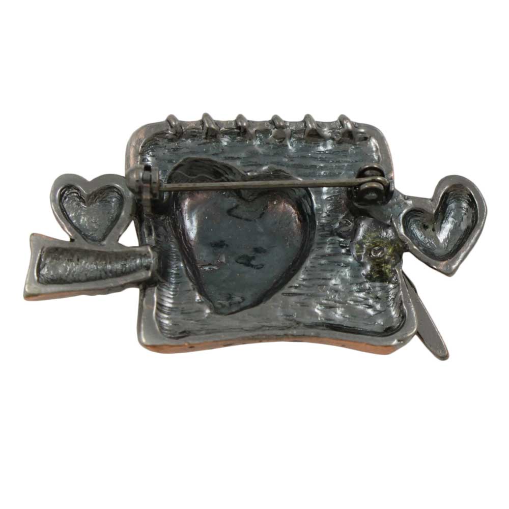 Back view of Copper I Love You Notebook with Heart Brooch Pin -  Lilylin Designs