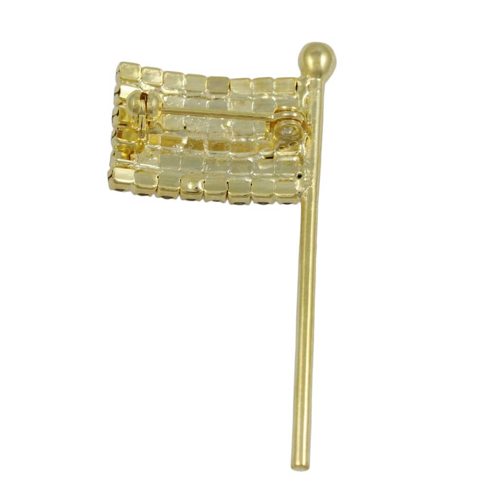 Back view of Red White Blue Crystal American Flag Brooch Pin - Lilylin Designs