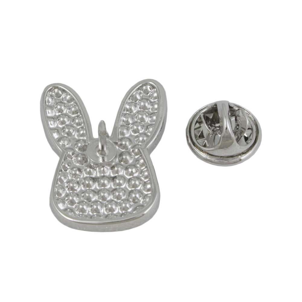 Back view of Small Crystal Bunny Head Lapel Tac Pin - Lilylin Designs