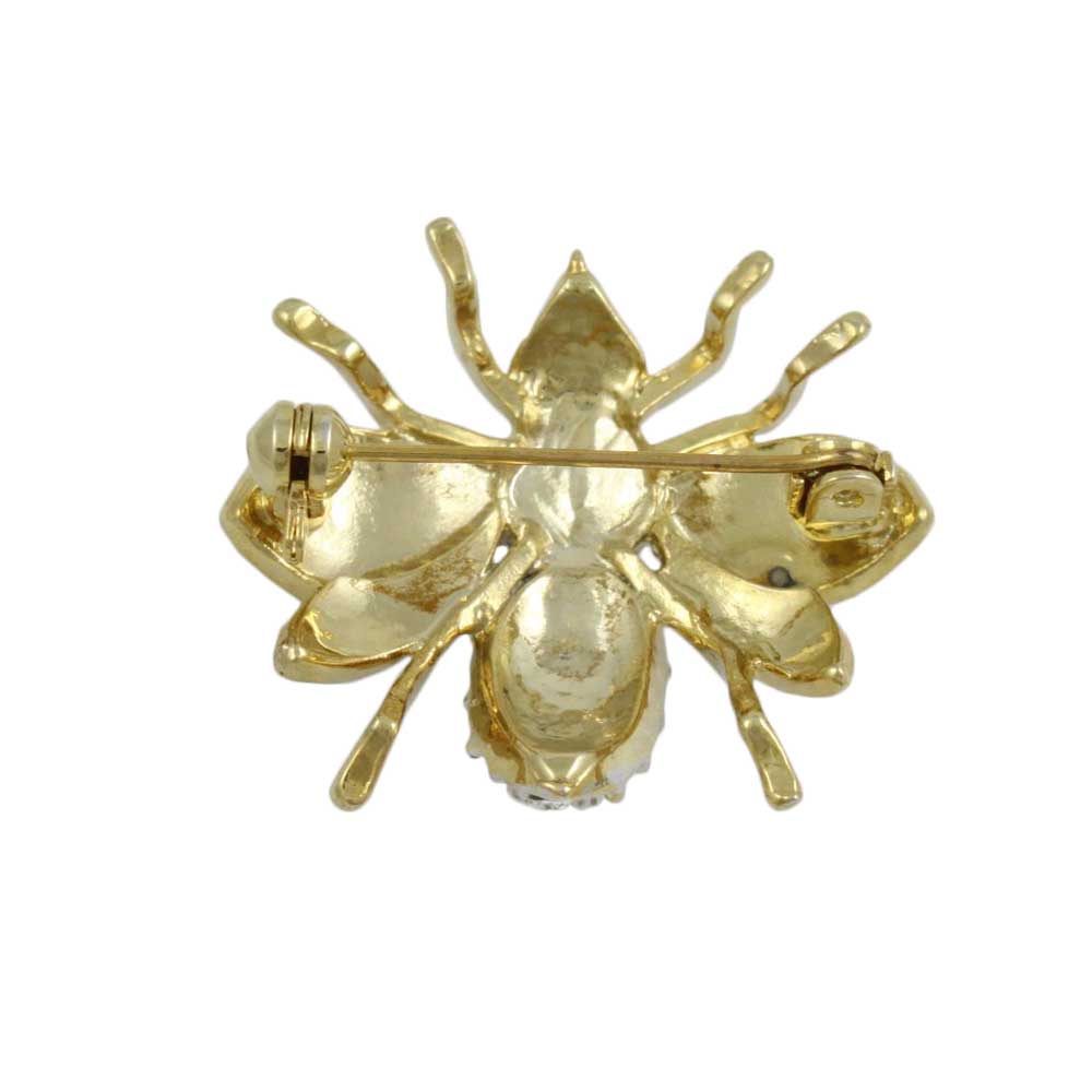 Back view of Crystal Fly with Colorful Enamel Wings Brooch Pin - Lilylin Designs