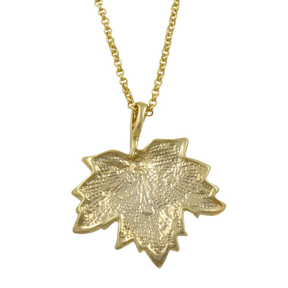 Back view of Light Topaz Crystal Maple Leaf Pendant on Gold Chain - Lilylin Designs
