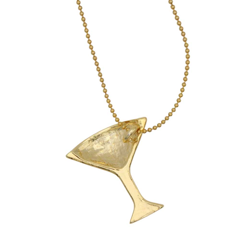 Back view of crystal martini glass necklace - Lilylin Designs
