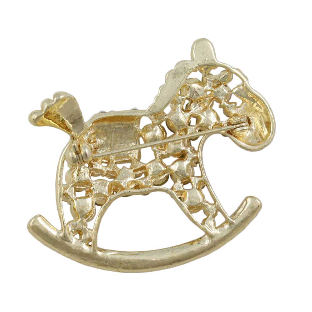 Back view of Crystal Rocking Horse Brooch Pin - Lilylin Designs